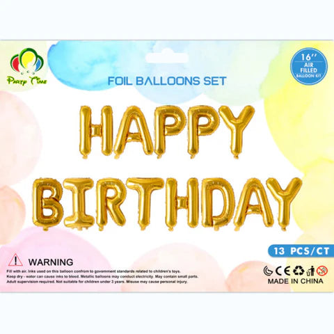 Happy birthday foil balloon set